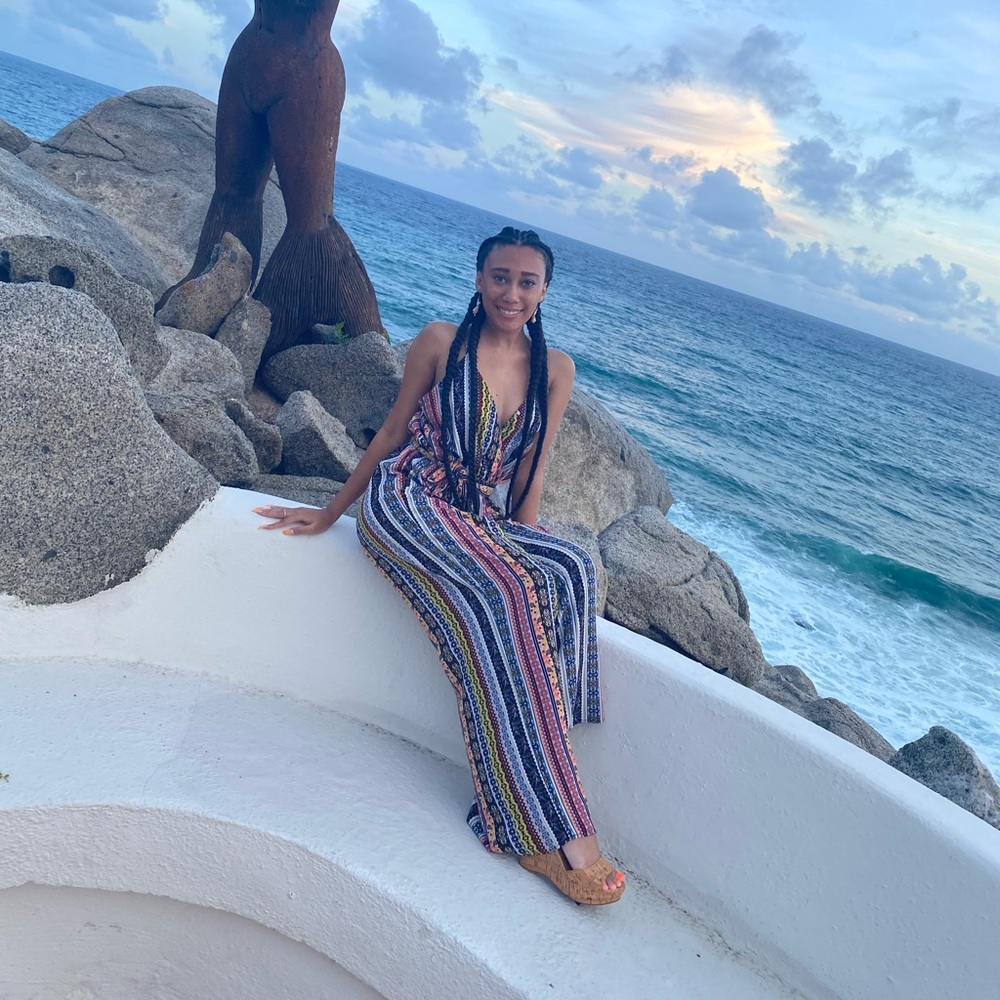 V Neck Latin print Jumpsuit